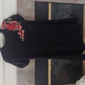 T-Shirt Dress with Shoulder Embroidery